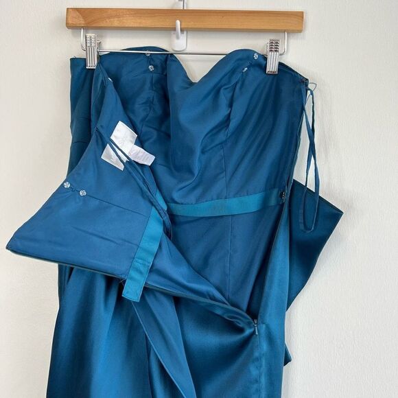 Melissa Sweet Women’s 4 100% Silk Cold Shoulder Wrap Surplice Mini Dress Blue - Picture 7 of 10